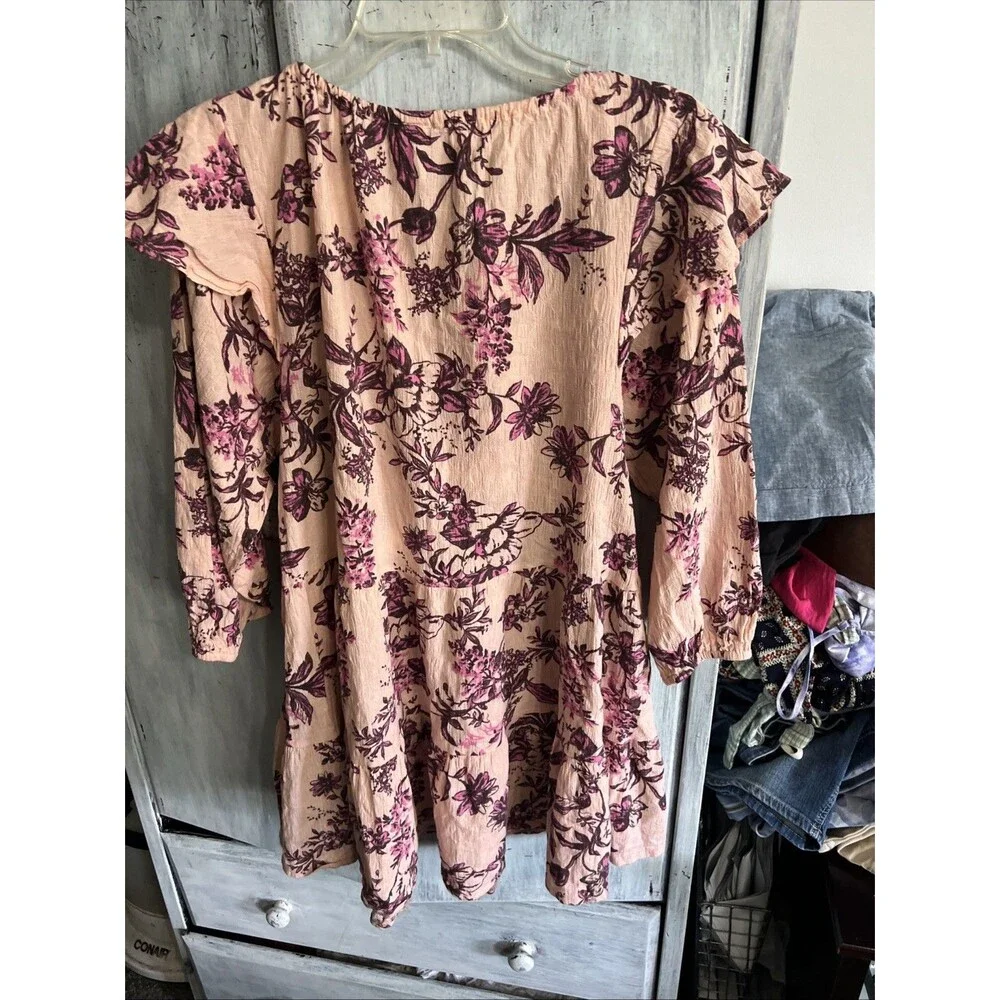 Free people floral tunic size extra small BoHo cottage core ruffled